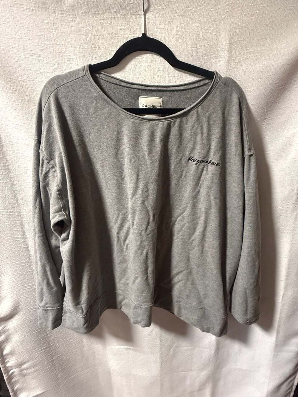 Rachel Hollis Bless Your Heart Grey French Terry Pullover Sweatshirt